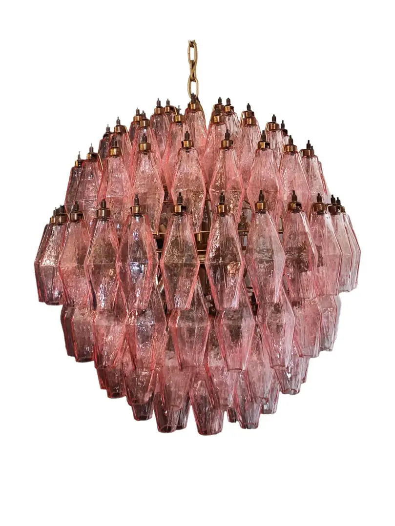 Murano Chandelier – Poliedri -140 glass – Pink